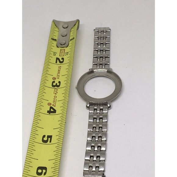Fossil Stainless Steel Links Parts Case W/ Crystal Silver Full Band 15mm V891 - Picture 1 of 10